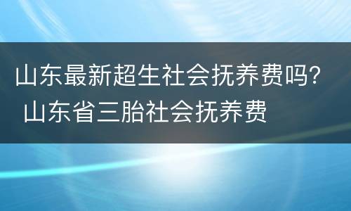 山东最新超生社会抚养费吗？ 山东省三胎社会抚养费