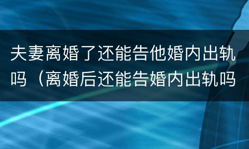 夫妻离婚了还能告他婚内出轨吗（离婚后还能告婚内出轨吗）