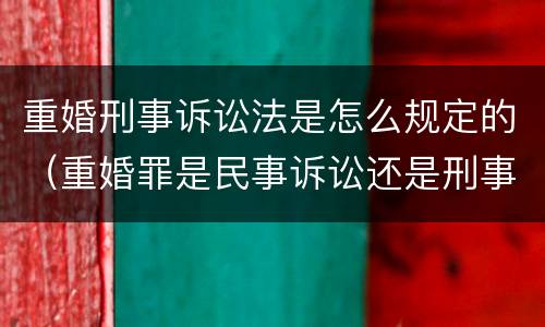 重婚刑事诉讼法是怎么规定的（重婚罪是民事诉讼还是刑事诉讼）