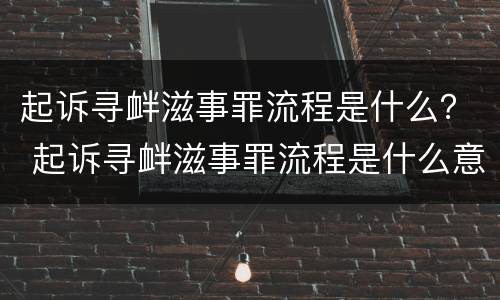 起诉寻衅滋事罪流程是什么？ 起诉寻衅滋事罪流程是什么意思