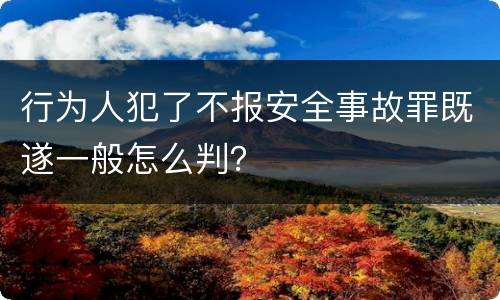 行为人犯了不报安全事故罪既遂一般怎么判？