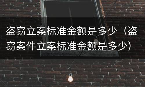 盗窃立案标准金额是多少（盗窃案件立案标准金额是多少）