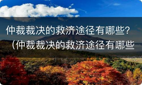 仲裁裁决的救济途径有哪些？（仲裁裁决的救济途径有哪些方面）