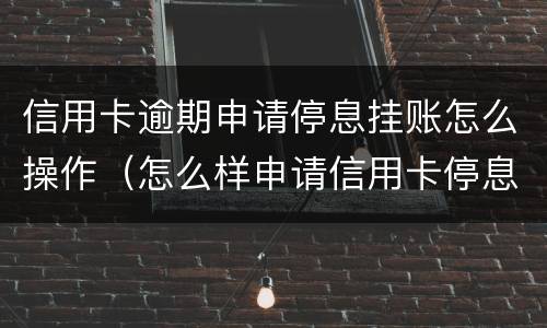 信用卡逾期申请停息挂账怎么操作（怎么样申请信用卡停息挂账）