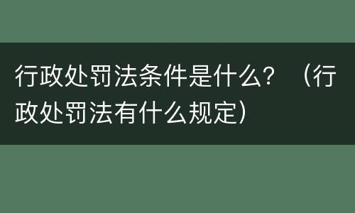 行政处罚法条件是什么？（行政处罚法有什么规定）