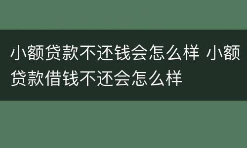 小额贷款不还钱会怎么样 小额贷款借钱不还会怎么样