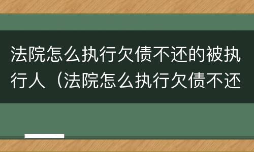 法院怎么执行欠债不还的被执行人（法院怎么执行欠债不还的被执行人呢）