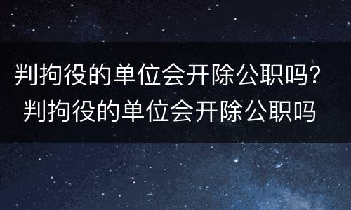 判拘役的单位会开除公职吗？ 判拘役的单位会开除公职吗