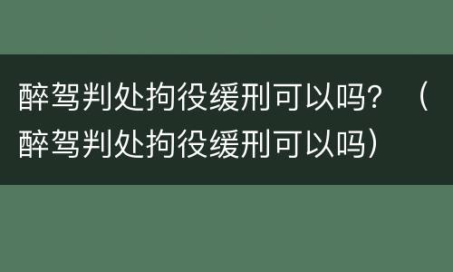 醉驾判处拘役缓刑可以吗？（醉驾判处拘役缓刑可以吗）