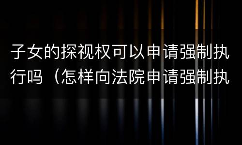 子女的探视权可以申请强制执行吗（怎样向法院申请强制执行子女探视权）