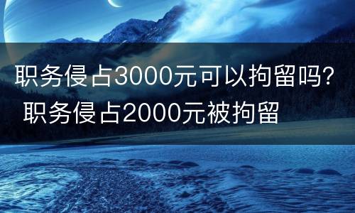 职务侵占3000元可以拘留吗？ 职务侵占2000元被拘留