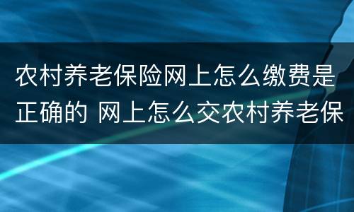 农村养老保险网上怎么缴费是正确的 网上怎么交农村养老保险缴费