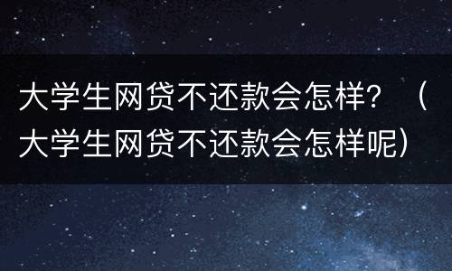 大学生网贷不还款会怎样？（大学生网贷不还款会怎样呢）