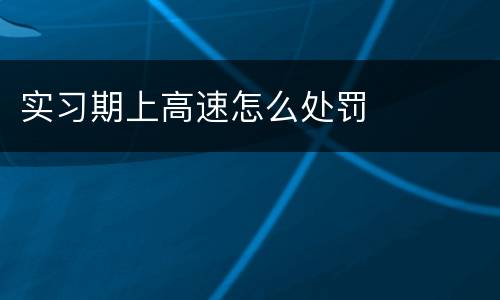 实习期上高速怎么处罚