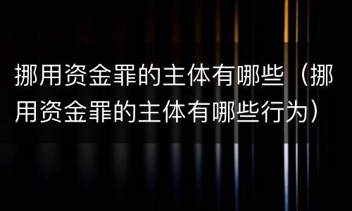 挪用资金罪的主体有哪些（挪用资金罪的主体有哪些行为）