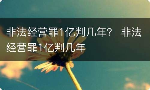 非法经营罪1亿判几年？ 非法经营罪1亿判几年