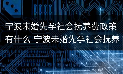 宁波未婚先孕社会抚养费政策有什么 宁波未婚先孕社会抚养费政策有什么要求