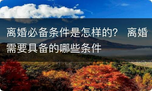 离婚必备条件是怎样的？ 离婚需要具备的哪些条件