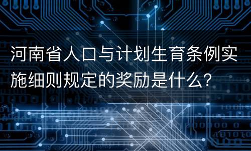 河南省人口与计划生育条例实施细则规定的奖励是什么？