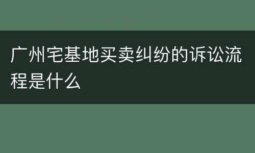 广州宅基地买卖纠纷的诉讼流程是什么