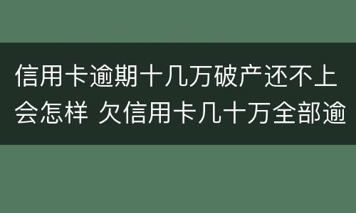 信用卡逾期十几万破产还不上会怎样 欠信用卡几十万全部逾期还不了怎么办