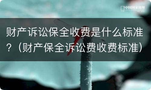 财产诉讼保全收费是什么标准?（财产保全诉讼费收费标准）