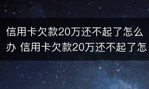 信用卡欠款20万还不起了怎么办 信用卡欠款20万还不起了怎么办理