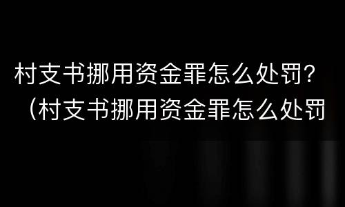 村支书挪用资金罪怎么处罚？（村支书挪用资金罪怎么处罚他）