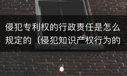 侵犯专利权的行政责任是怎么规定的（侵犯知识产权行为的法律责任仅限于民事责任和行政责任）