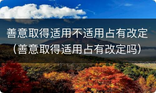 善意取得适用不适用占有改定（善意取得适用占有改定吗）