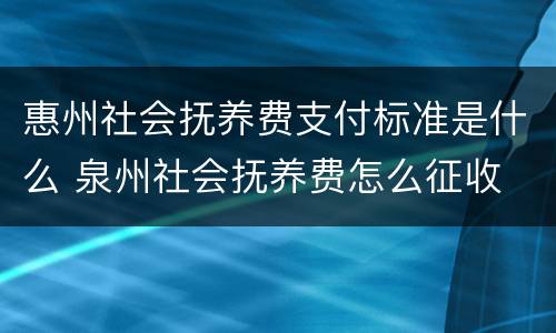 惠州社会抚养费支付标准是什么 泉州社会抚养费怎么征收