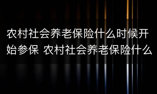 农村社会养老保险什么时候开始参保 农村社会养老保险什么时候开始的