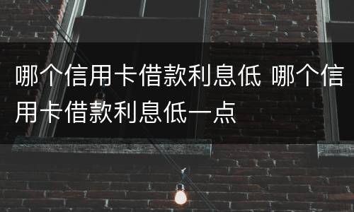 哪个信用卡借款利息低 哪个信用卡借款利息低一点