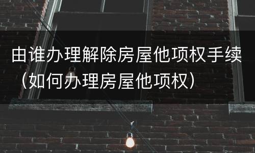 由谁办理解除房屋他项权手续（如何办理房屋他项权）