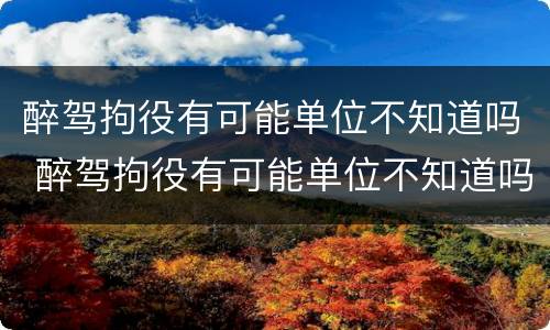 醉驾拘役有可能单位不知道吗 醉驾拘役有可能单位不知道吗怎么处理