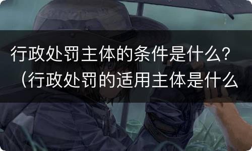 行政处罚主体的条件是什么？（行政处罚的适用主体是什么）