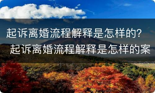 起诉离婚流程解释是怎样的？ 起诉离婚流程解释是怎样的案例