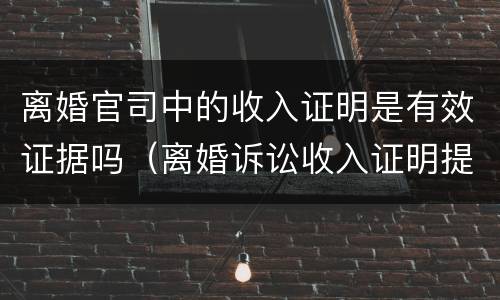 离婚官司中的收入证明是有效证据吗（离婚诉讼收入证明提供哪些）