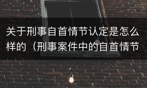 关于刑事自首情节认定是怎么样的（刑事案件中的自首情节）