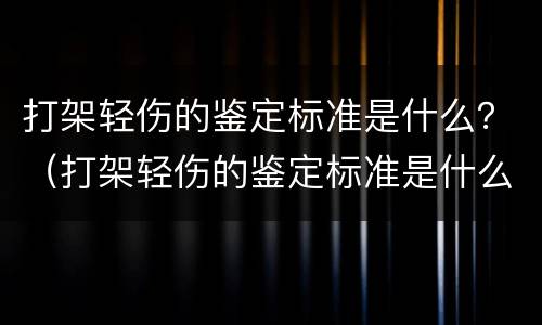 打架轻伤的鉴定标准是什么？（打架轻伤的鉴定标准是什么）