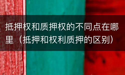 抵押权和质押权的不同点在哪里（抵押和权利质押的区别）