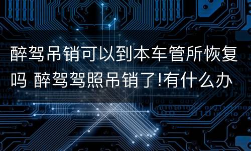 醉驾吊销可以到本车管所恢复吗 醉驾驾照吊销了!有什么办法补办