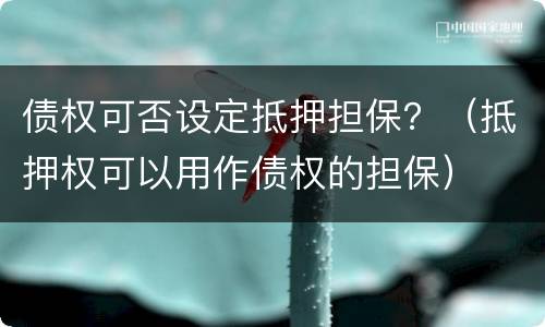 债权可否设定抵押担保？（抵押权可以用作债权的担保）