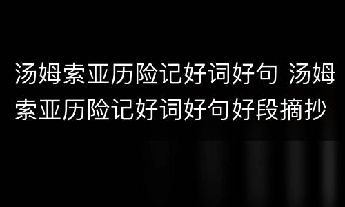 汤姆索亚历险记好词好句 汤姆索亚历险记好词好句好段摘抄