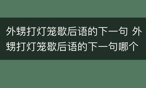 外甥打灯笼歇后语的下一句 外甥打灯笼歇后语的下一句哪个是谐音