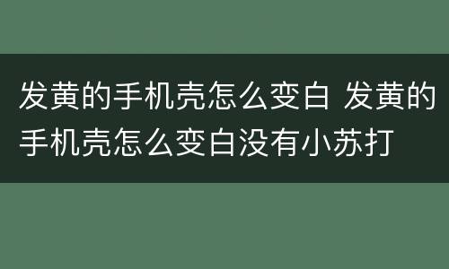 发黄的手机壳怎么变白 发黄的手机壳怎么变白没有小苏打