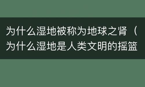 为什么湿地被称为地球之肾（为什么湿地是人类文明的摇篮）