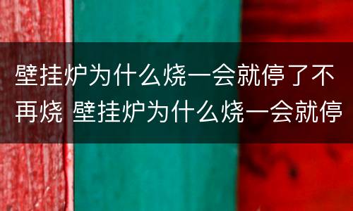 壁挂炉为什么烧一会就停了不再烧 壁挂炉为什么烧一会就停了不再烧重启又开始烧