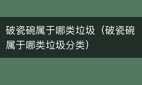 破瓷碗属于哪类垃圾（破瓷碗属于哪类垃圾分类）