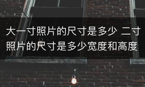 大一寸照片的尺寸是多少 二寸照片的尺寸是多少宽度和高度